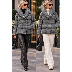 NWOT Jason Wu Gray Houndstooth Double-Breasted Puffer Jacket Size Large